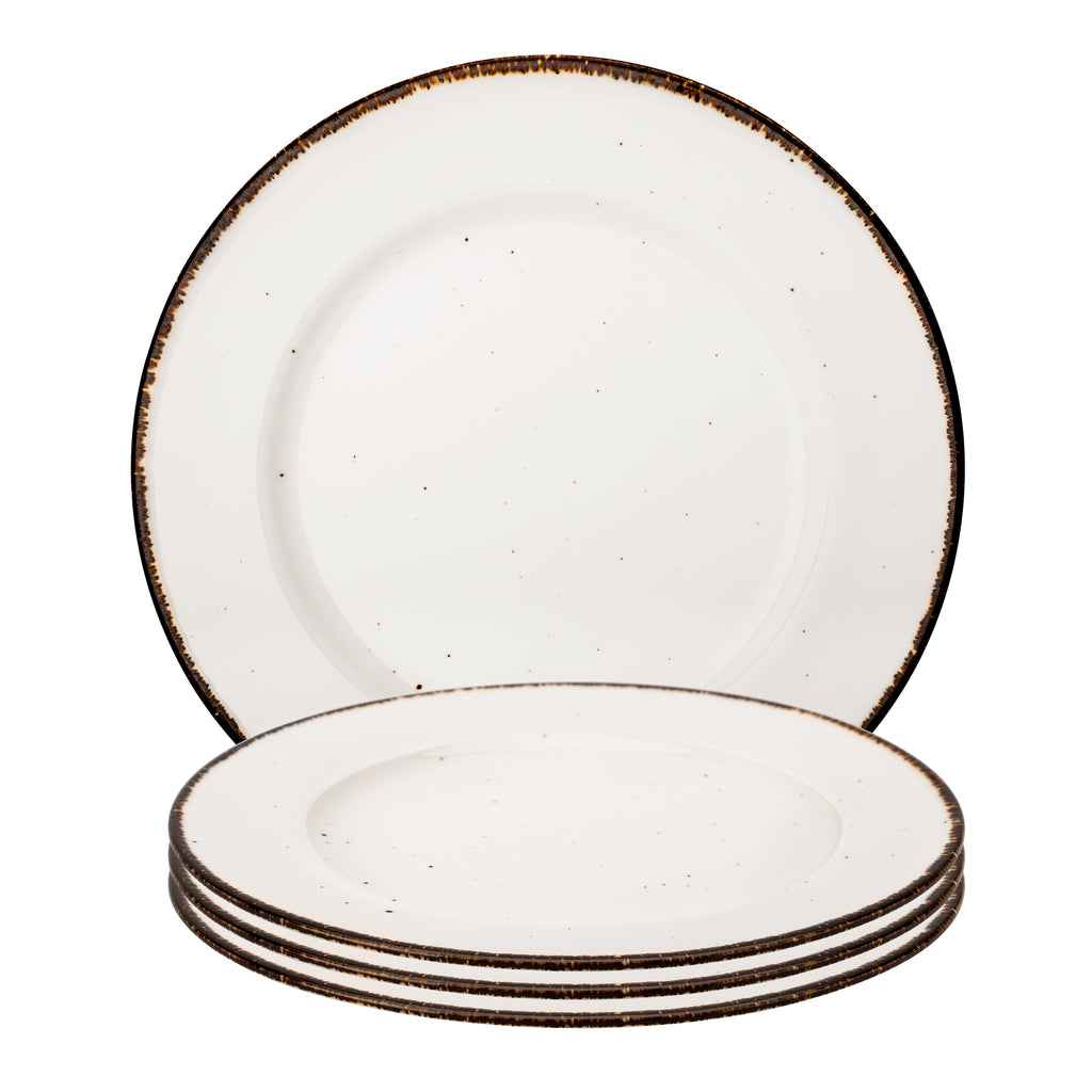 Lot de 4 assiettes plates en porcelaine, atola Couleur blanc La