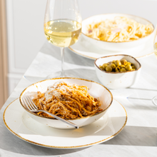 Porcelain Pasta Plates Set Of 4 - Tableware Serving Plates for Breakfast, Salad, Steak, Dinner - 8.2 х 2 inches - Sandy
