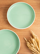 Porcelain Pasta Plates Set Of 4 - Tableware Serving Plates for Salad, Steak, Dinner - 9.4 x 1.7 inches Celeste (Lusite Green)