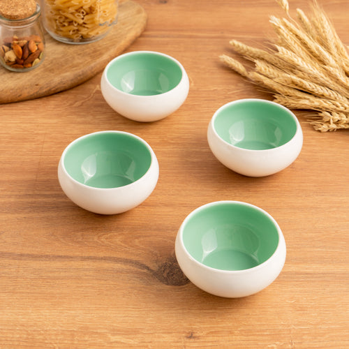 Porcelain Ramekins Set Of 6 - Bowls for Creme Brulee, Baking Souffle, Lava Cakes, Pudding - 3.8 x 1.9 inches - Celeste (Lusite Green)