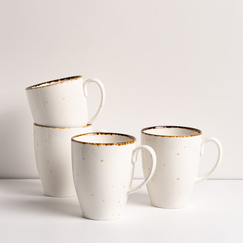 Porcelain Coffee Mug Set Of 4 - Cups for Tea, Cappuccino, Latte, Chocolate, Hot or Cold Drinks - 12.5oz - Sandy