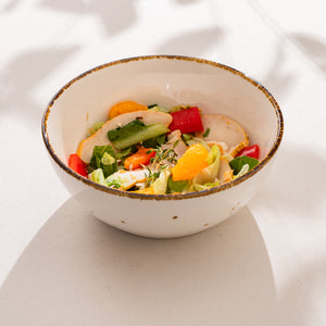 Porcelain Salad Bowls Set Of 4 - Serving Bowl for Desserts. Stackable Bowls for Oatmeal - 7.1 x 2.9 inches - Sandy