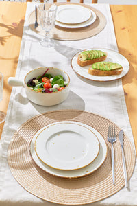 Porcelain Dinner Plates Set Of 4 - Tableware Serving Plates for Breakfast, Salad, Pasta, Steak - 10.8 x 1 inches - Sandy