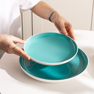 Porcelain Dinner Plates Set Of 4 - Tableware Serving Plates for Salad, Pasta, Steak - 8.5 x 1 inches - Celeste (Turquoise)