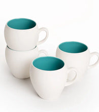 Porcelain Coffee Mug Set Of 4 - Cups With Big Handle for Tea, Cappuccino, Latte and Chocolate, Hot or Cold Drinks - 5.3 x 3.5 x 3.7 inches 15 Oz - Celeste (Turquoise)