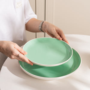 Porcelain Dinner Plates Set Of 4 - Tableware Serving Plates for Salad, Pasta, Steak - 8.5 x 1 inches - Celeste (Lusite Green)