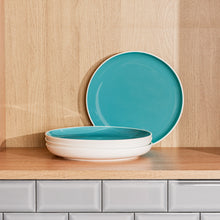Porcelain Dinner Plates Set Of 4 - Tableware Serving Plates for Salad, Pasta, Steak - 8.5 x 1 inches - Celeste (Turquoise)