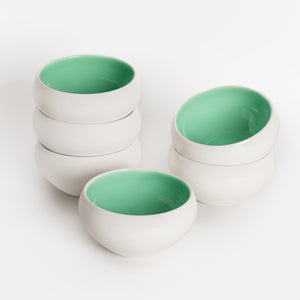 Porcelain Ramekins Set Of 6 - Bowls for Creme Brulee, Baking Souffle, Lava Cakes, Pudding - 3.8 x 1.9 inches - Celeste (Lusite Green)