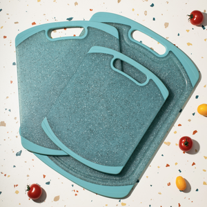 Plastic Cutting Boards for Kitchen - 3 Pieces Chopping Board for Meat, Vegetables with Non-Slip Feet and Juice Grooves, Easy Grip Handle
