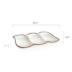 Porcelain Serving Dish 3 Sections - Appetizer Platter for Candy, Nut. Serving Tray Snack - 10.4 х 5.5 х 1 inches - Sandy