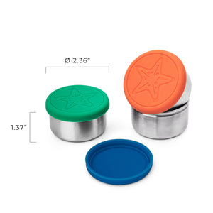 Leakproof Small Condiment Containers with Silicone  Lids. Set of 3 x 2.5 oz