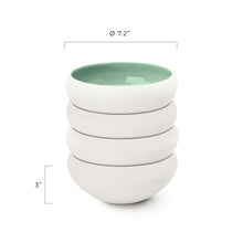 Porcelain Salad Bowls Set Of 4 - Serving Bowl for Desserts, Fruit, Ice Cream, Cereal, Oatmeal - 7.2 x 3 inches - Celeste (Lusite Green)